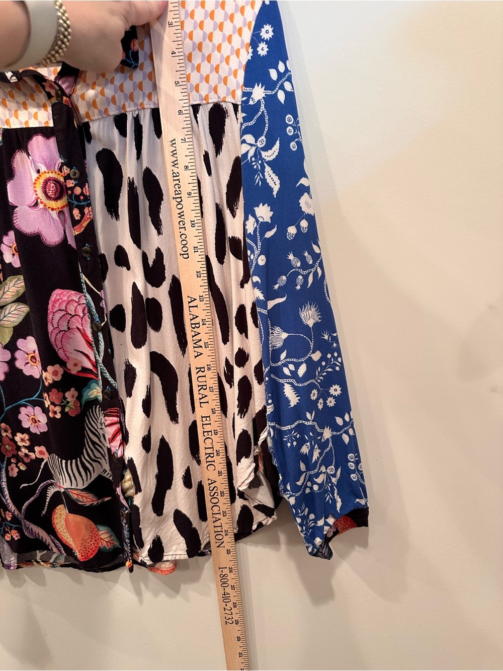 Maeve Alida Contrast Mixed-Print Button Down Shirt Colorful Sz L Petite - Picture 4 of 11